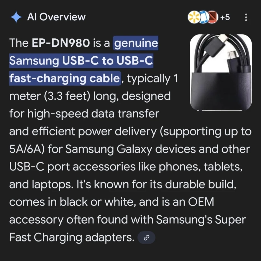 Original OEM Genuine Samsung Galaxy USB-C to USB-C 3ft Super Fast Charging